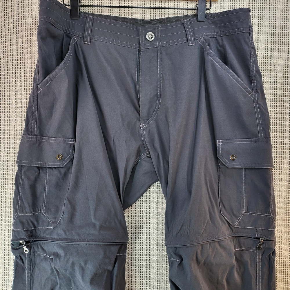 Kuhl Convertible Cargo Pants Mens 36x30 Gray Zip Off Hiking Trail Outdoor